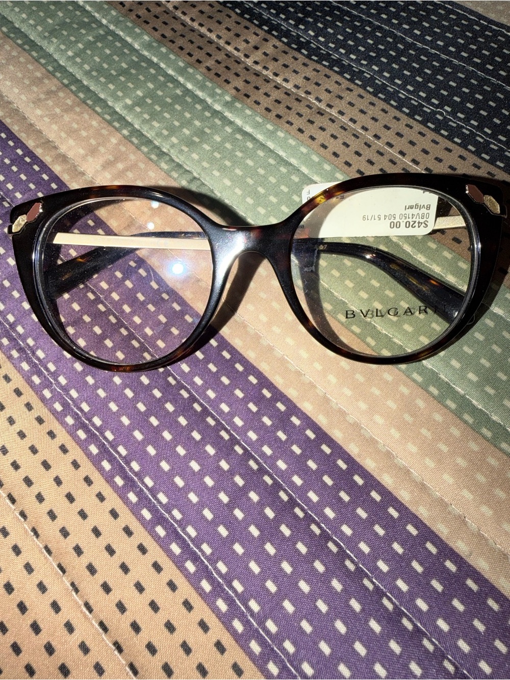 Bvlgari Women's Dark Tortoiseshell Round-Edge Glasses